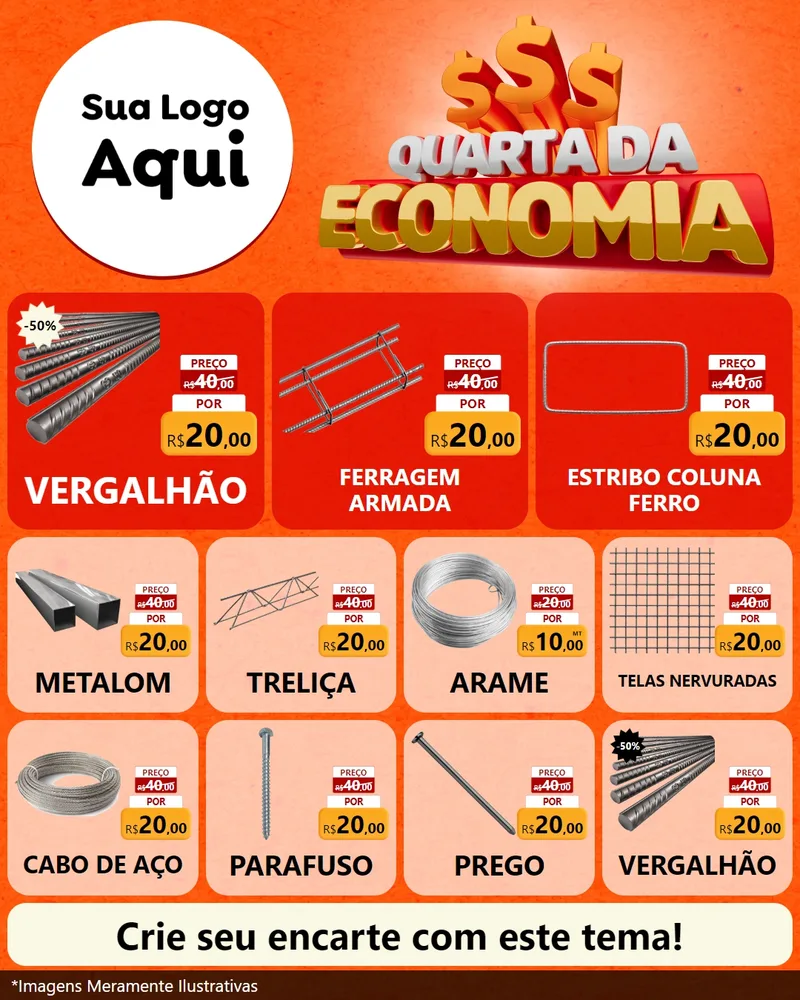Modelo de Rede Social para Feed Instagram com o tema Quarta da Economia para Ferragens