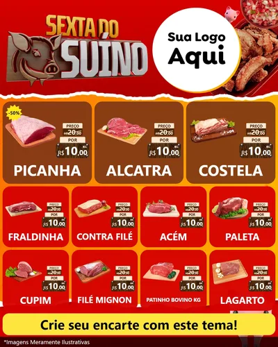 Modelo de Rede Social para Feed Instagram com o tema Sexta do Suíno para Açougue