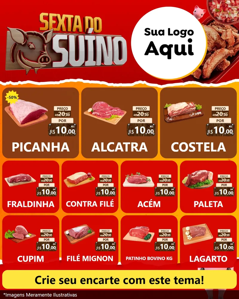 Modelo de Rede Social para Feed Instagram com o tema Sexta do Suíno para Açougue