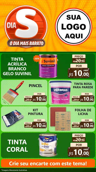 Modelo de TV para TV Vertical com o tema Dia S - O Dia Mais Barato para Tintas e Ferramentas