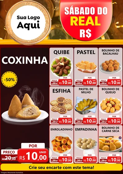 Modelo de Encarte para Encarte A4 Vertical com o tema Sábado do Real para Salgadaria
