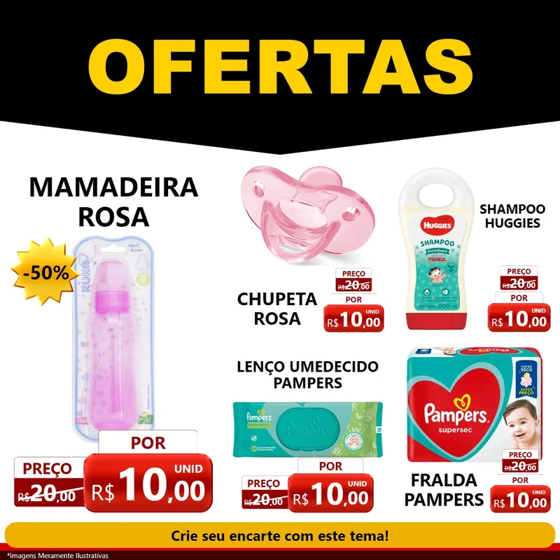 Modelo de Rede Social para Feed Facebook com o tema Ofertas Preto e Vermelho Cartaz para Bebês