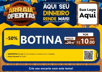 Modelo de Cartaz para Cartaz A4 Horizontal com o tema Arraiá de Ofertas - Junina para Agropecuária