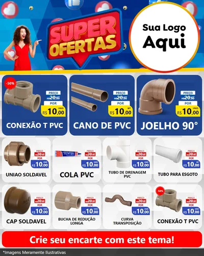 Modelo de Rede Social para Feed Instagram com o tema Super Ofertas para Tubos e conexões