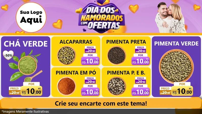 Modelo de TV para TV Horizontal com o tema Dia Dos Namorados Com Ofertas para Produtos Naturais