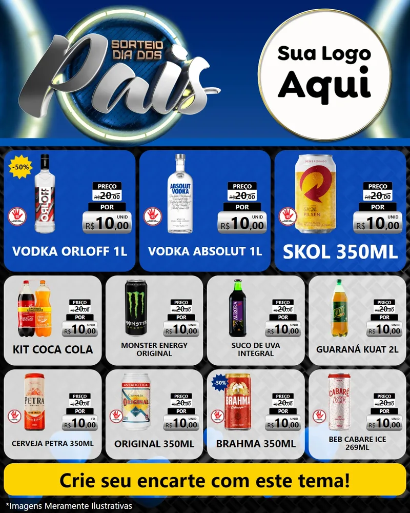 Modelo de Rede Social para Feed Instagram com o tema Sorteio Dia Dos Pais para Distribuidora de bebidas