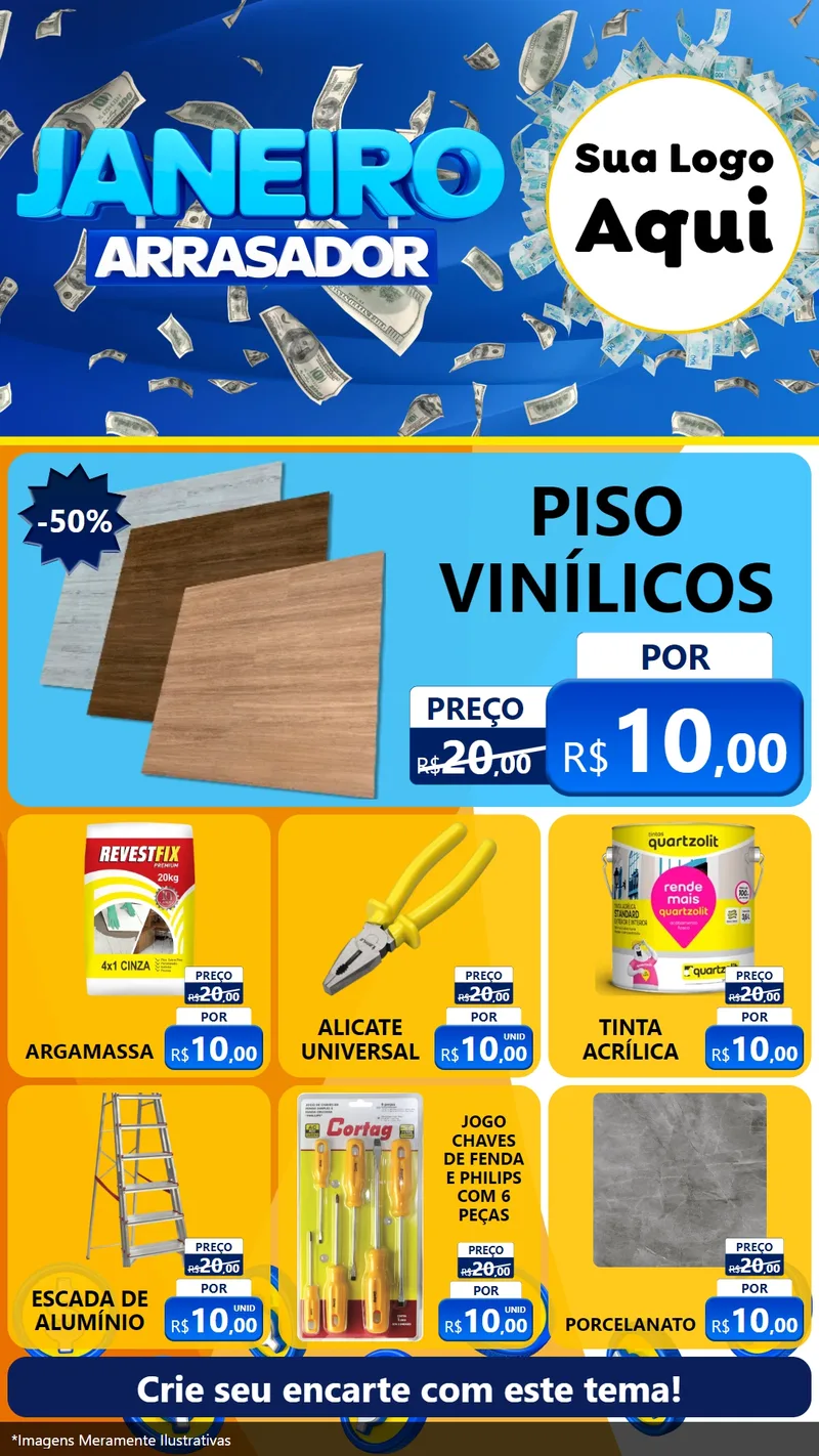 Modelo de Rede Social para Stories com o tema Janeiro Arrasador para Material para Construção