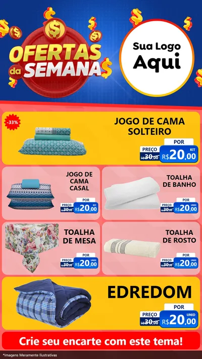 Modelo de TV para TV Vertical com o tema Ofertas Da Semana para Cama, Mesa e Banho