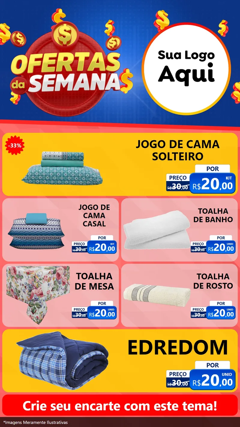 Modelo de TV para TV Vertical com o tema Ofertas Da Semana para Cama, Mesa e Banho
