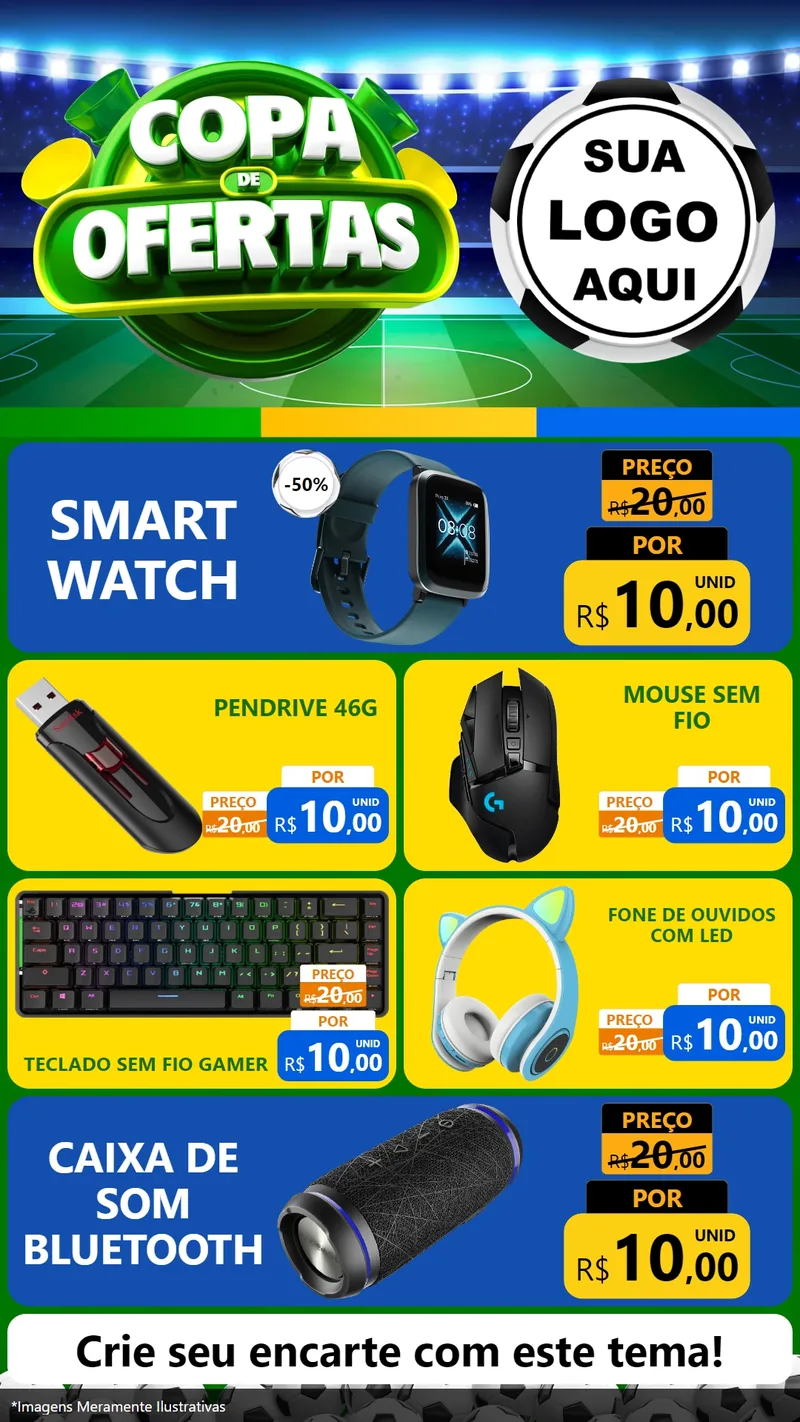 Modelo de TV para TV Vertical com o tema Copa de Ofertas para Informática