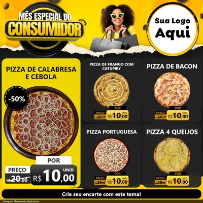 Modelo de Rede Social para Feed Facebook com o tema Mês Especial do Consumidor para Pizzaria