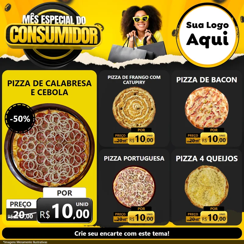 Modelo de Rede Social para Feed Facebook com o tema Mês Especial do Consumidor para Pizzaria