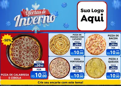 Modelo de Encarte para Encarte A4 Horizontal com o tema Ofertas de Inverno para Pizzaria