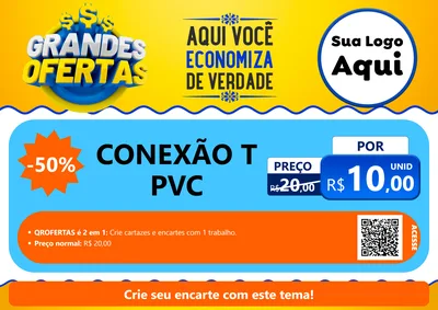 Modelo de Cartaz para Cartaz A4 Horizontal com o tema Grandes Ofertas para Tubos e conexões