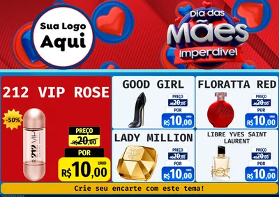 Modelo de Encarte para Encarte A4 Horizontal com o tema Dia Das Mães Imperdível para Perfumes
