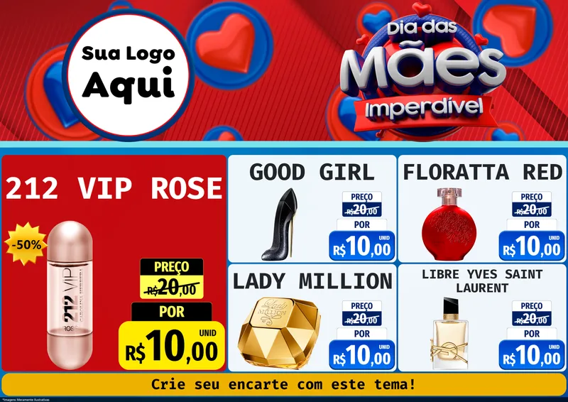 Modelo de Encarte para Encarte A4 Horizontal com o tema Dia Das Mães Imperdível para Perfumes