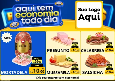 Modelo de Encarte para Encarte A4 Horizontal com o tema Aqui Tem Economia Todo Dia para Frios e Laticínios