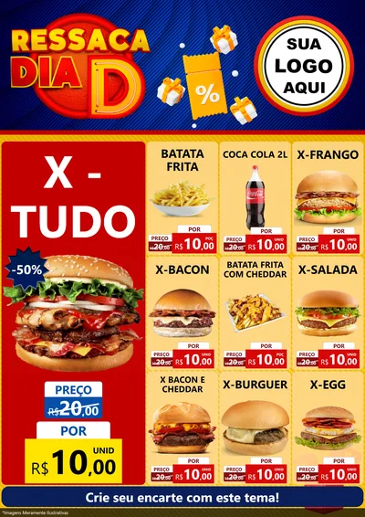 Modelo de Encarte para Encarte A4 Vertical com o tema Ressaca Dia D para Hamburgueria
