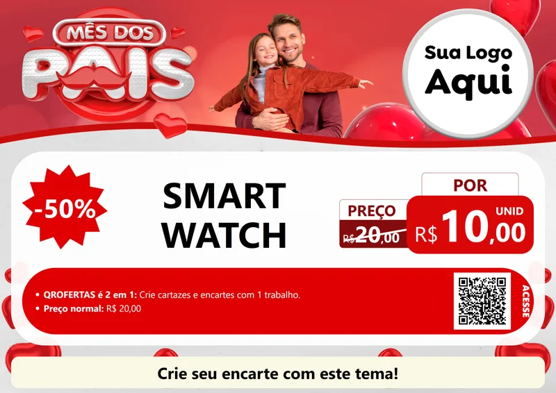 Modelo de Cartaz para Cartaz A4 Horizontal com o tema Mês dos Pais para Informática