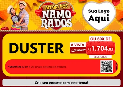 Modelo de Cartaz para Cartaz A4 Horizontal com o tema Arraiá dos Namorados para Concessionaria de Carros