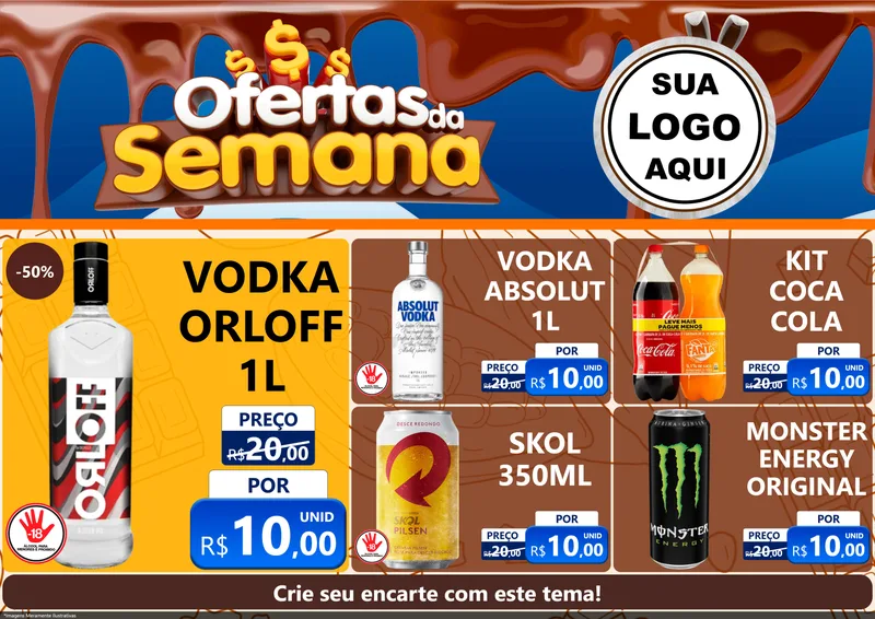 Modelo de Encarte para Encarte A4 Horizontal com o tema Ofertas da Semana - Páscoa para Distribuidora de bebidas