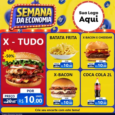 Modelo de Rede Social para Feed Facebook com o tema Semana da Economia para Hamburgueria