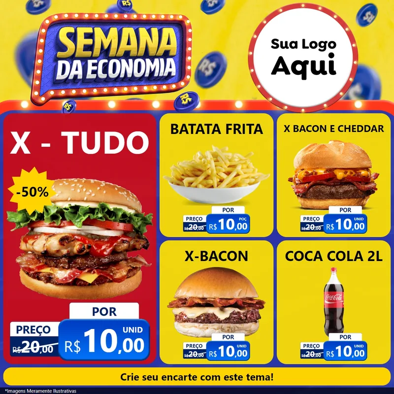 Modelo de Rede Social para Feed Facebook com o tema Semana da Economia para Hamburgueria