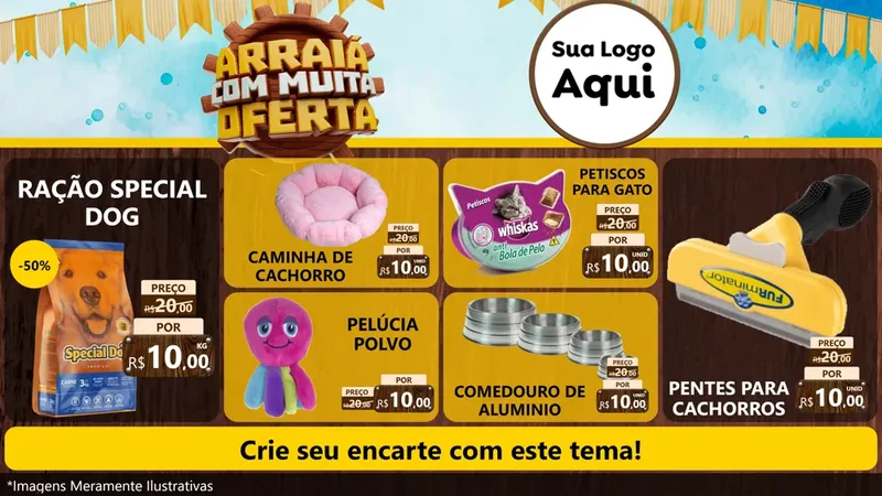 Modelo de TV para TV Horizontal com o tema Ofertas de São João - Junina para Pet Shop