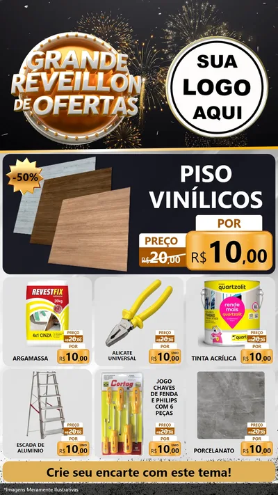 Modelo de Rede Social para Stories com o tema Grande Réveillon de Ofertas para Material para Construção