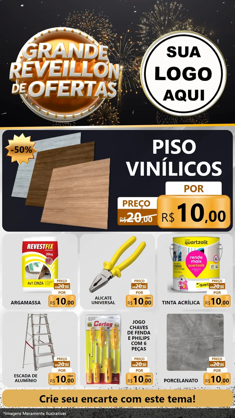 Modelo de Rede Social para Stories com o tema Grande Réveillon de Ofertas para Material para Construção