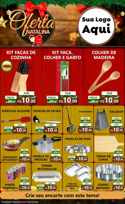 Modelo de Encarte para Encarte Grande com o tema Ofertas Natalina para Utilidades Domésticas