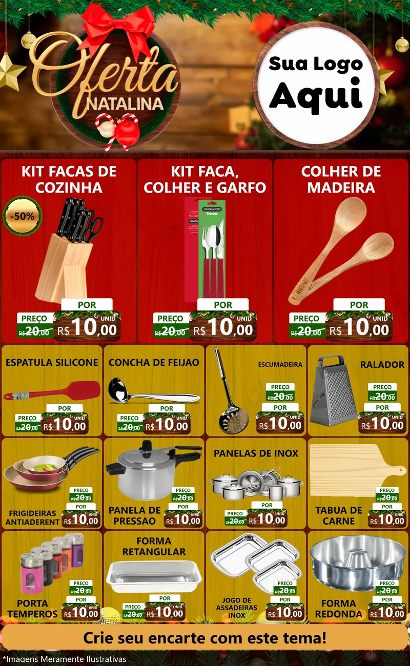Modelo de Encarte para Encarte Grande com o tema Ofertas Natalina para Utilidades Domésticas