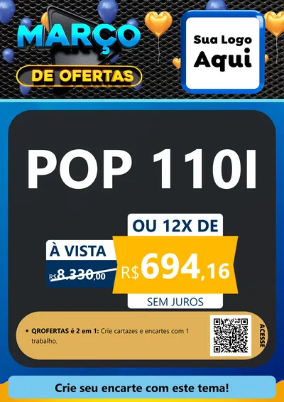 Modelo de Cartaz para Cartaz A4 Vertical com o tema Março de Ofertas para Concessionaria de Motos