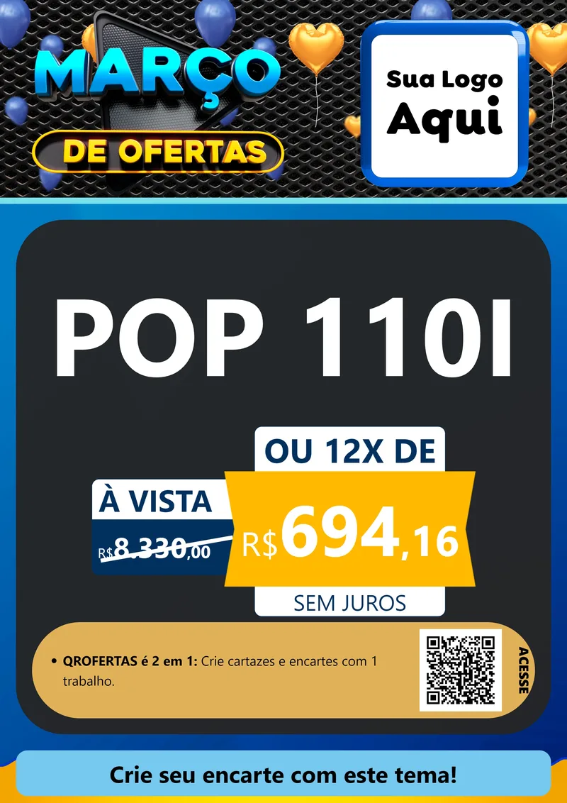 Modelo de Cartaz para Cartaz A4 Vertical com o tema Março de Ofertas para Concessionaria de Motos