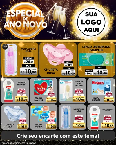 Modelo de Rede Social para Feed Instagram com o tema Especial de Ano Novo para Bebês