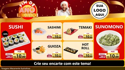 Modelo de TV para TV Horizontal com o tema Fim de Ano Premiado para Comida japonesa