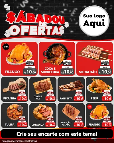 Modelo de Rede Social para Feed Instagram com o tema Sabadou de Ofertas para Assados