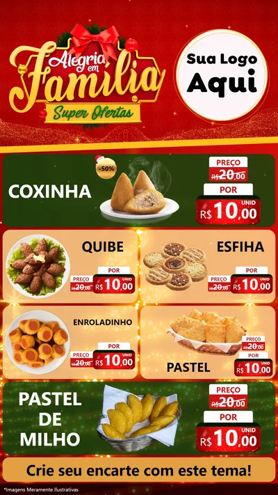 Modelo de TV para TV Vertical com o tema Alegria em Família Super Ofertas - Natal para Salgadaria