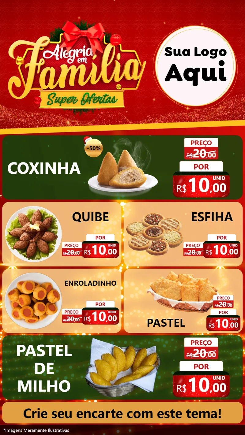 Modelo de TV para TV Vertical com o tema Alegria em Família Super Ofertas - Natal para Salgadaria