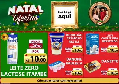 Modelo de Encarte para Encarte A4 Horizontal com o tema Natal de Ofertas para Frios e Laticínios