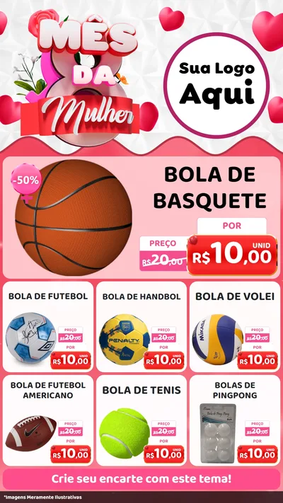 Modelo de Rede Social para Stories com o tema Mês da Mulher para Artigos Esportivos