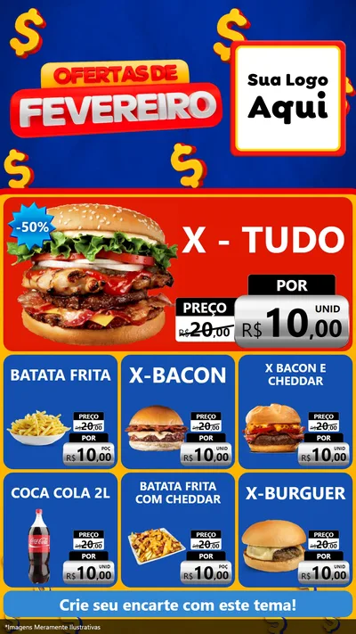 Modelo de Rede Social para Stories com o tema Ofertas de Fevereiro para Hamburgueria