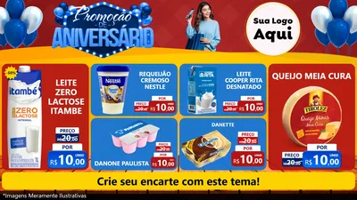 Modelo de TV para TV Horizontal com o tema Promoção de Aniversário para Frios e Laticínios