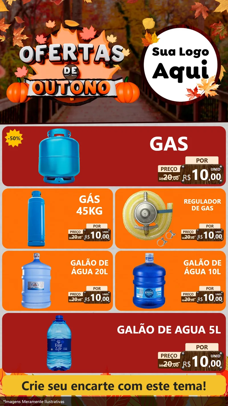 Modelo de TV para TV Vertical com o tema Ofertas de Outono para Água e gás
