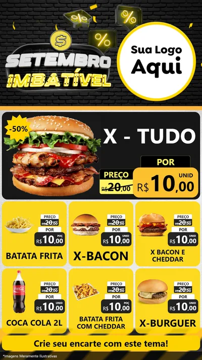 Modelo de Rede Social para Stories com o tema Setembro Imbatível para Hamburgueria