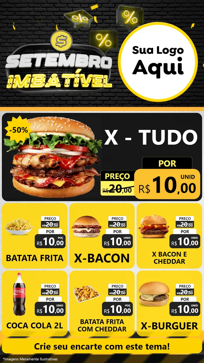 Modelo de Rede Social para Stories com o tema Setembro Imbatível para Hamburgueria