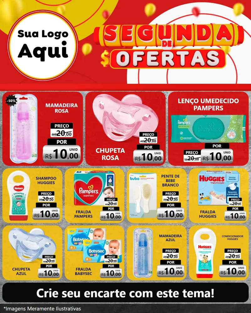 Modelo de Rede Social para Feed Instagram com o tema Segunda de Ofertas para Bebês
