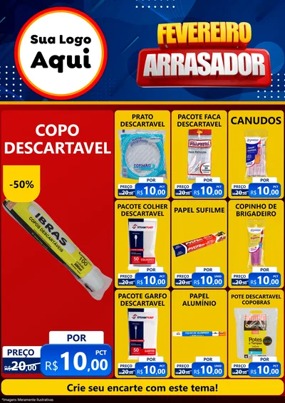 Modelo de Encarte para Encarte A4 Vertical com o tema Fevereiro Arrasador para Embalagens