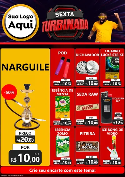Modelo de Encarte para Encarte A4 Vertical com o tema Sexta Turbinada para Tabacaria