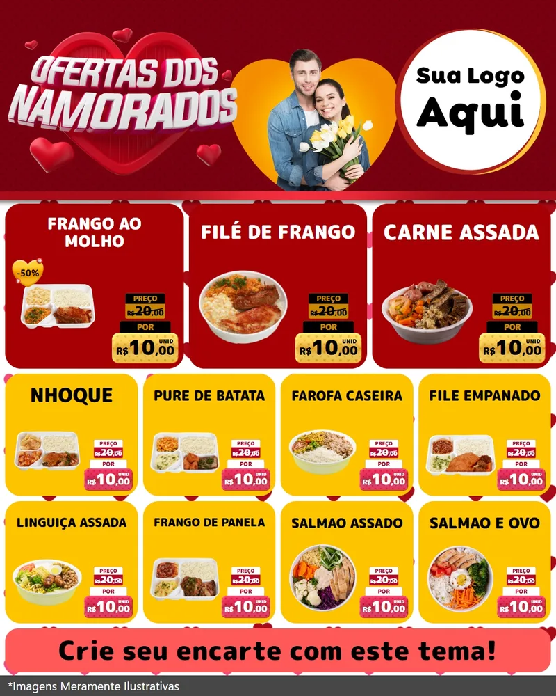 Modelo de Rede Social para Feed Instagram com o tema Ofertas Dos Namorados para Restaurante